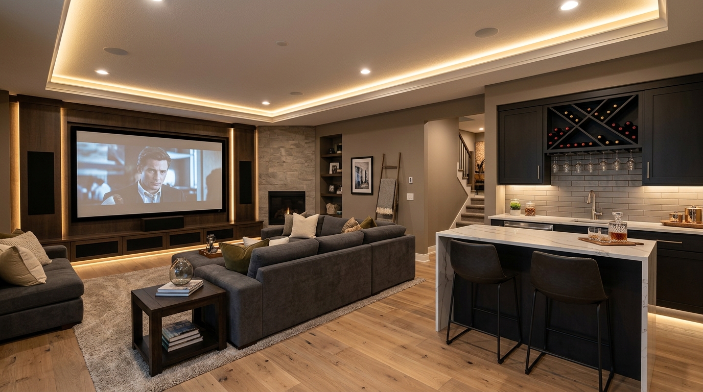 Finished Modern Basement and Lounge